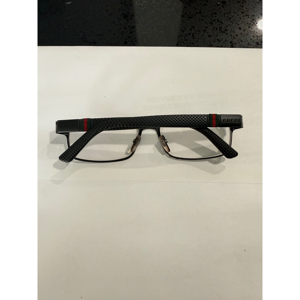 Gucci Black Frame Glasses with Red and Green Stripe
